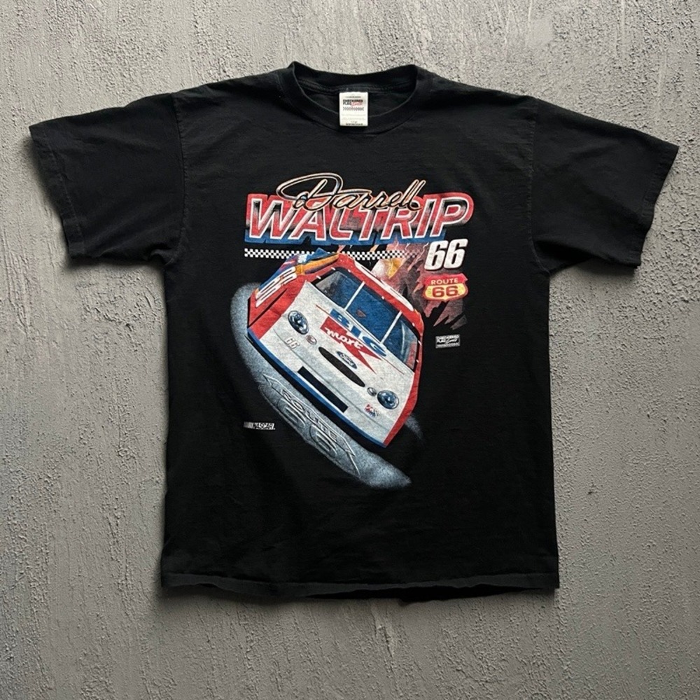 Vintage Darrell Waltrip Shirt Large Black 1990s NASCAR Cars Racing USA